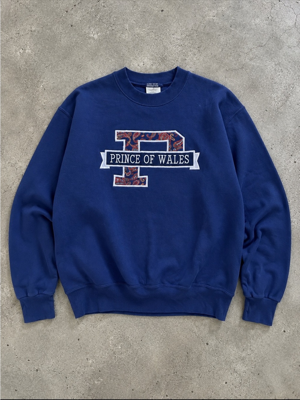 90s Fruit of the Loom Prince of Wales Sweatshirt Small USA Blue Crewneck Preppy